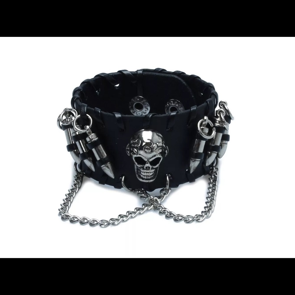 Ladies Skull faux leather Bracelet